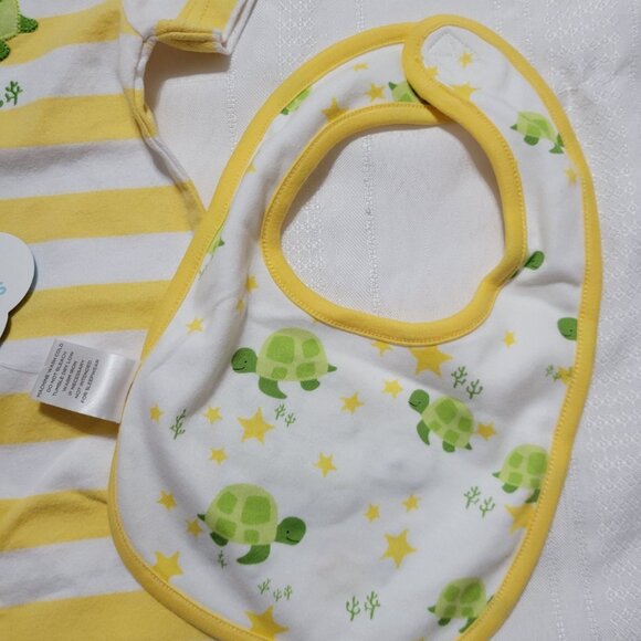 Gymboree Bloop Bloop Bloop Turtle NWT striped Romper & Bib set. Mixed Bin Z33 - Picture 3 of 4